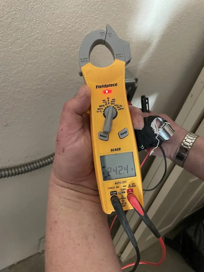 Voltage testing with clamp meter during Generator Installation in Somerdale